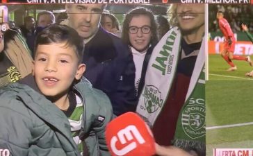 Jovem adepto do Sporting após a vitória sobre o Vizela