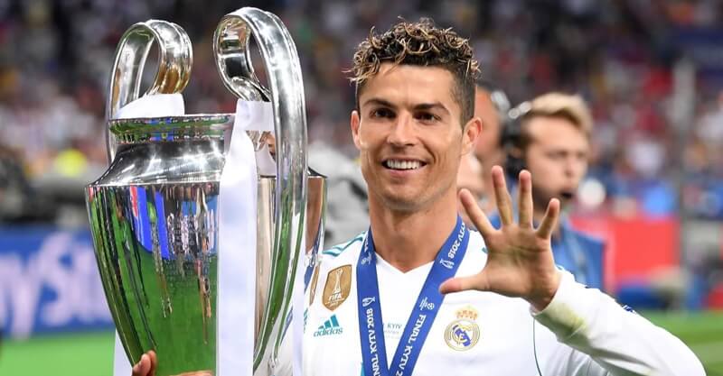 Cristiano Ronaldo após conquistar a 5ª Liga dos Campeões da sua carreira ao serviço do Real Madrid