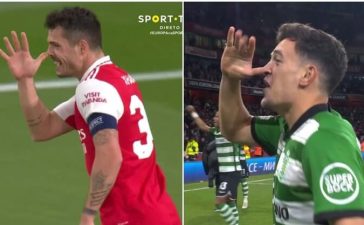 Pedro Gonçalves responde a provocação de Granit Xhaka no Arsenal-Sporting