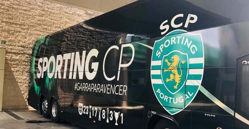 Autocarro do Sporting após o título de campeão em 2021