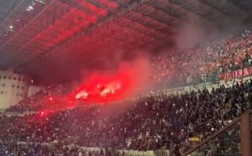 Tochas lançadas durante o Inter de Milão-Benfica