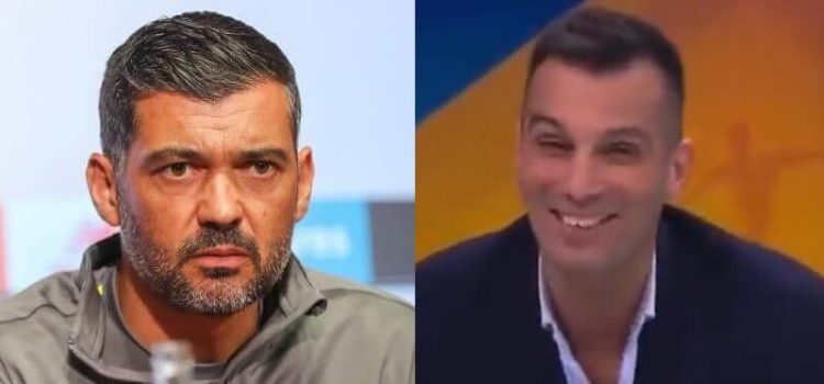 Sérgio Conceição, treinador do FC Porto, e Luís Aguilar, comentador da SIC Notícias