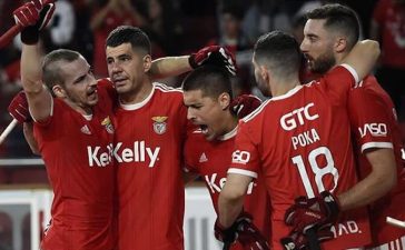 Jogadores de hóquei em patins do Benfica