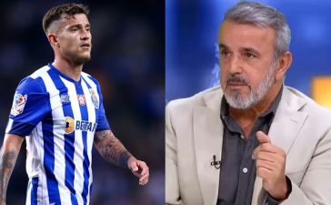 Diamantino Miranda, comentador afeto ao Benfica, e Otávio, jogador do FC Porto.