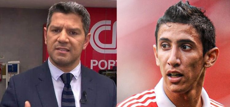 Luís Vilar, comentador da CNN Portugal, e Ángel Di Maria, jogador do Benfica.