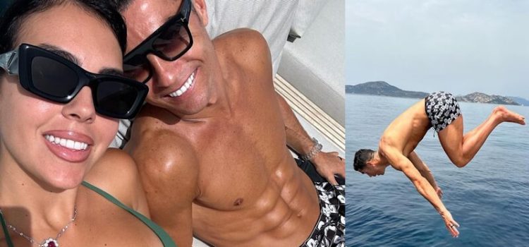 Cristiano Ronaldo e Georgina Rodríguez nas férias de verão.