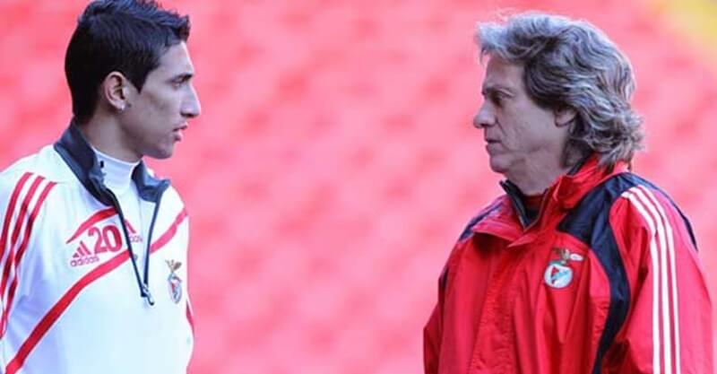 Jorge Jesus e Ángel Di Maria nos tempos do Benfica.