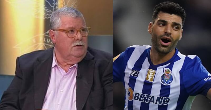 José Manuel Freitas, comentador da CMTV, e Mehdi Taremi, avançado do FC Porto.
