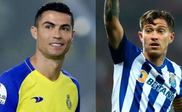 Cristiano Ronaldo, jogador do Al Nassr, e Otávio, jogador do FC Porto.