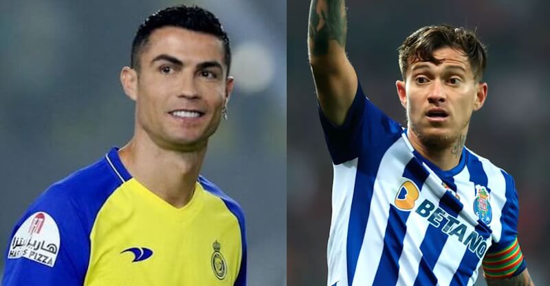 Cristiano Ronaldo, jogador do Al Nassr, e Otávio, jogador do FC Porto.