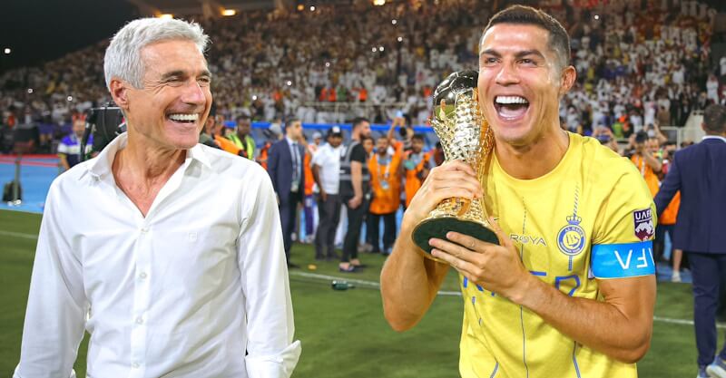 Luís Castro e Cristiano Ronaldo conquistam o seu primeiro título pelo Al Nassr.