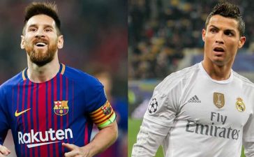 Cristiano Ronaldo e Lionel Messi nos tempos de Real Madrid e Barcelona.