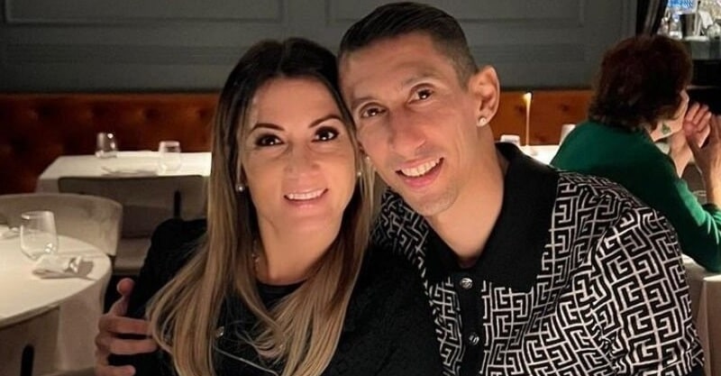 Ángel Di Maria ao lado da esposa Jorgelina Cardoso.