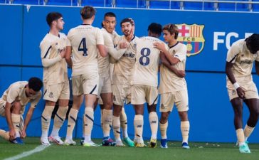 Jogadores do FC Porto na vitória sobre o Barcelona na Youth League