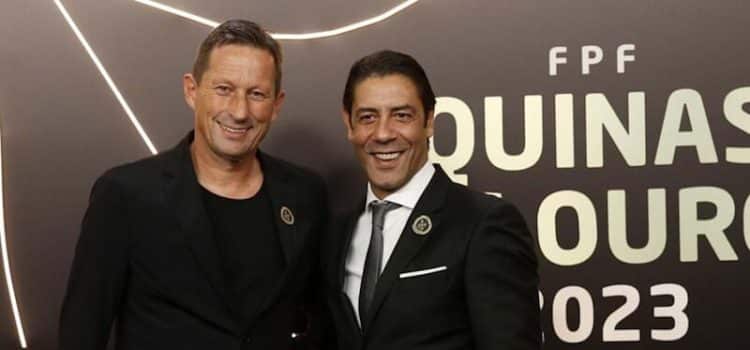 Rui Costa e Roger Schmidt na gala das Quinas de Ouro 2023.