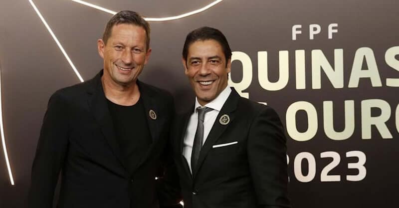 Rui Costa e Roger Schmidt na gala das Quinas de Ouro 2023.