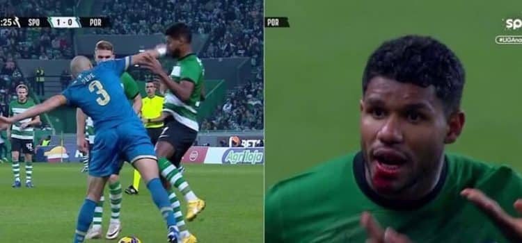 Expulsão de Pepe após a agressão a Matheus Reis no Sporting-FC Porto.