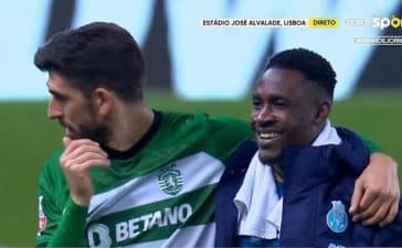 Zaidu e Paulinho após o Sporting-FC Porto.