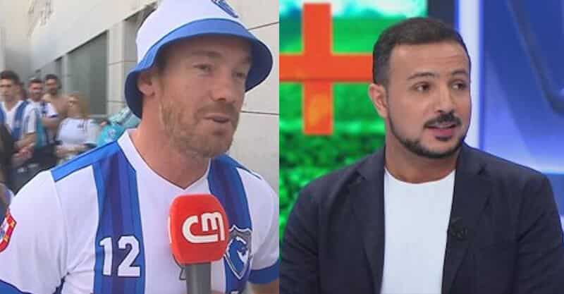 Bruno Andrade, comentador da CNN Portugal, e Fernando Madureira, líder da claque dos Super Dragões.
