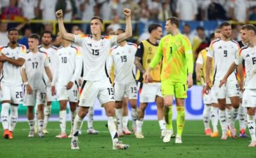 Alemanha celebra vitória sobre a Dinamarca nos oitavos de final do Euro 2024.