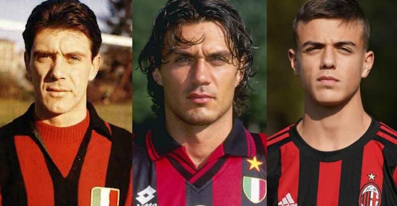 Cesare, Paolo e Daniel Maldini, jogadores do AC Milan.