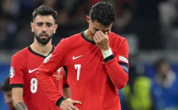 A frustração de Cristiano Ronaldo no Portugal-Eslovénia do Euro 2024.