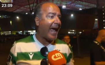 Adepto do Sporting indignado após a derrota na Supertaça diante do FC Porto.