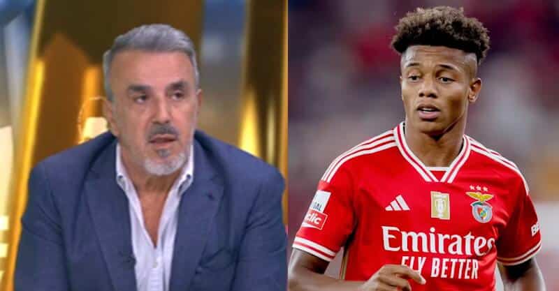 Diamantino Miranda, comentador da CMTV, e David Neres, jogador do Benfica.