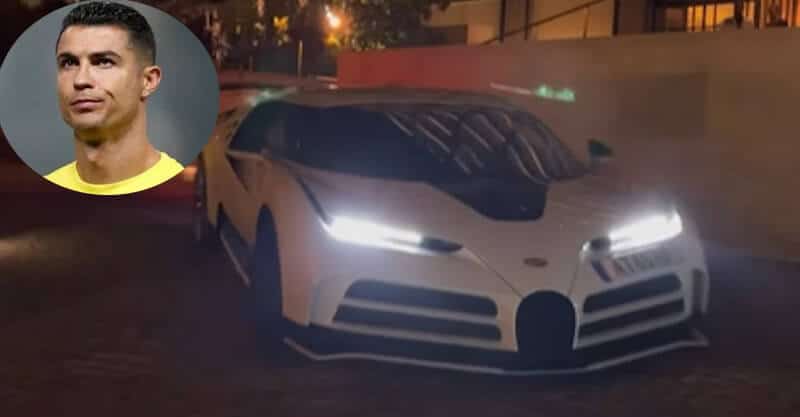 Cristiano Ronaldo e o funcionário que se descuidou com o seu Bugatti.