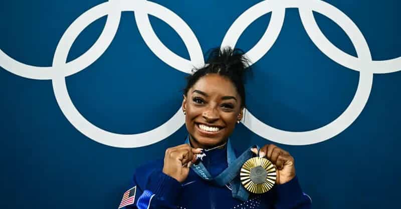 Simone Biles, ginasta norte-americana nos Jogos Olímpicos.