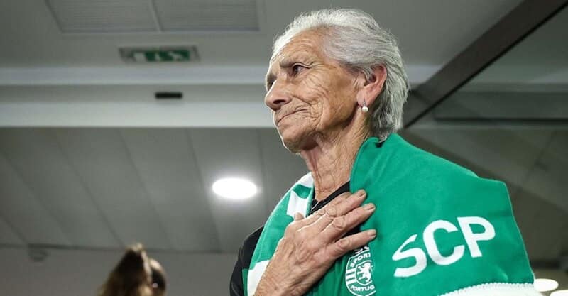 Maria Elvira, adepta idosa do Sporting que perdeu tudo nos incêndios.