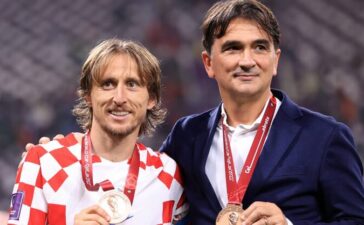 Zlatko Dalic e Luka Modric, selecionador e capitão da Croácia respetivamente.