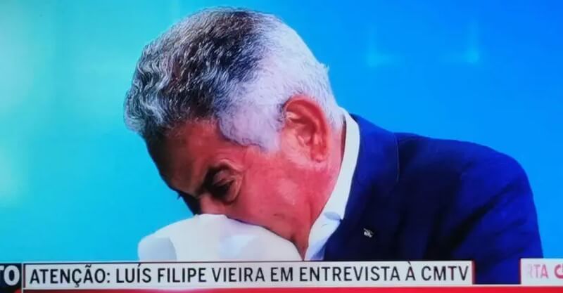 Luís Filipe Vieira em lágrimas na entrevista à CMTV.