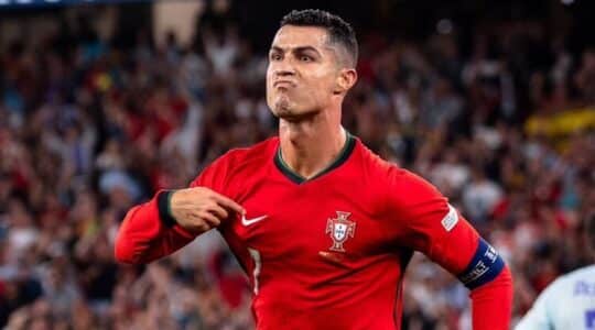 Cristiano Ronaldo no Polónia-Portugal.