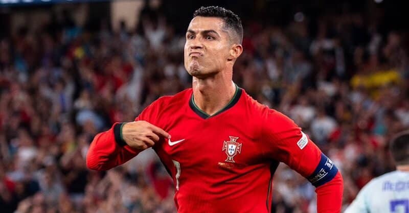 Cristiano Ronaldo no Polónia-Portugal.