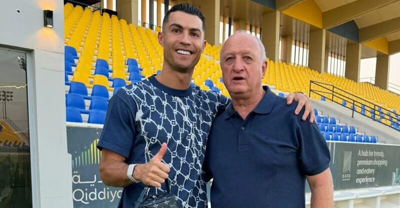 Luiz Felipe Scolari visita Cristiano Ronaldo no Al Nassr.